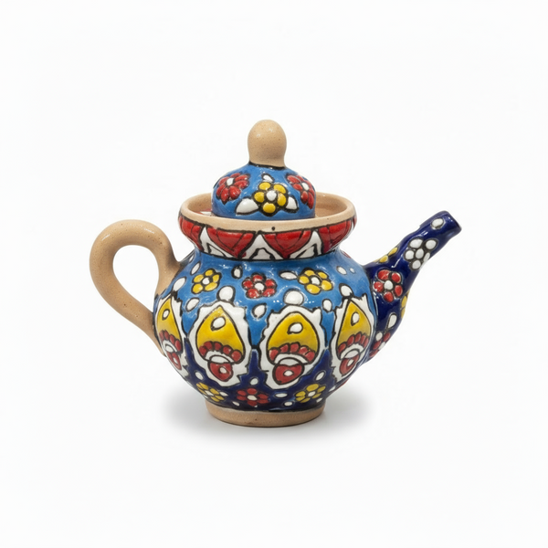 Handcrafted Ceramic Teapot with Multani Blue Pottery Floral Design – 4 x 5.5 (inches)
