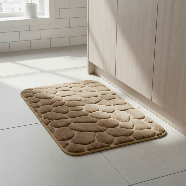 3D Cobblestone Memory Foam Rug – Soft, Absorbent, and Non-Slip Comfort Rug - 29 x 19 (inches)