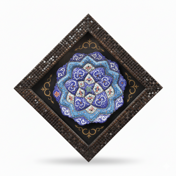 Persian-Style Handcrafted Wall Art with Enamel Plate & Mosaic Frame – 8.5 x 8.5 (inches)