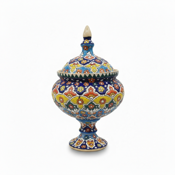 Handcrafted Lidded Ceramic Jar with Multani Blue Pottery Design – 12 x 7.5 (inches)
