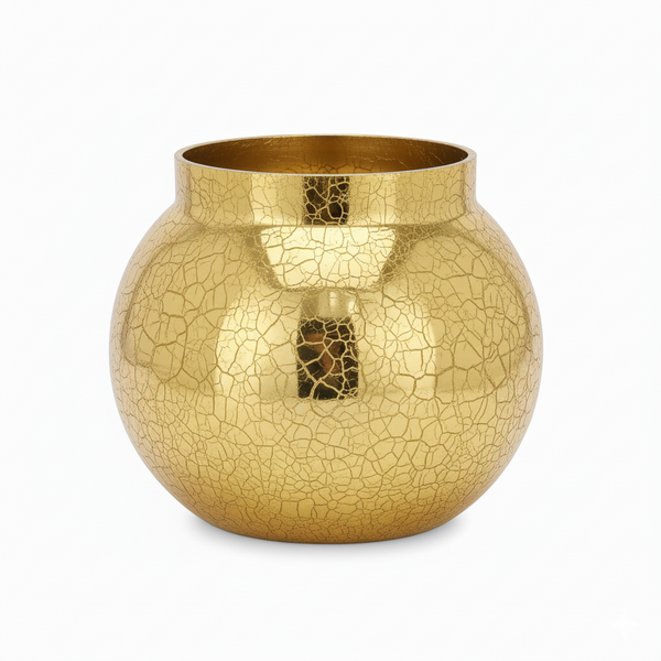 Golden Crackle Finish Decorative Vase – Luxurious Gold Accent Pot